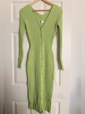 Lita by Ciara Revolve Light lime green cardigan sweater dress✨NWOT $348 Sz M